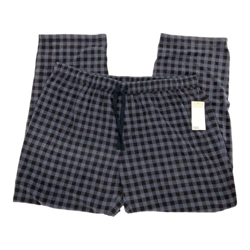 Nordstrom Grey Grisaille Mini Buffalo Plaid Fleece Pajama Pant Size 2XL NWT